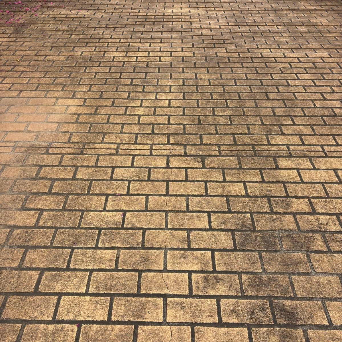 Stained brick driveway pavers before pressure washing in Sydney